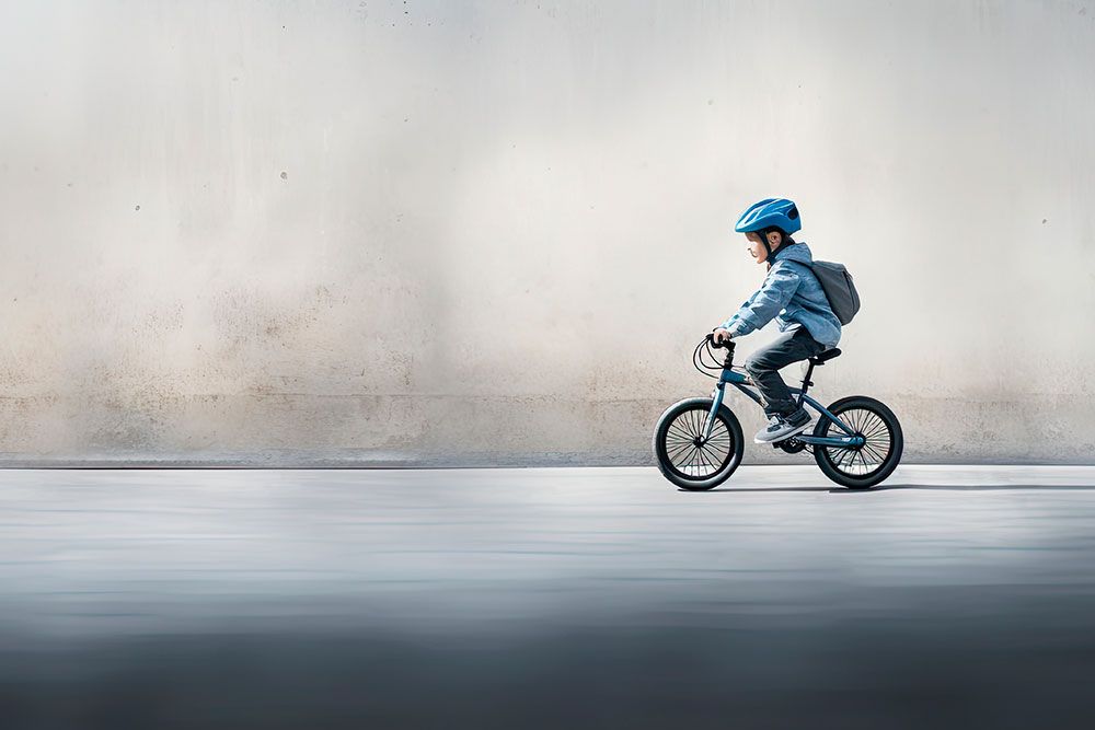 Niño manejando una bicicleta pequeña