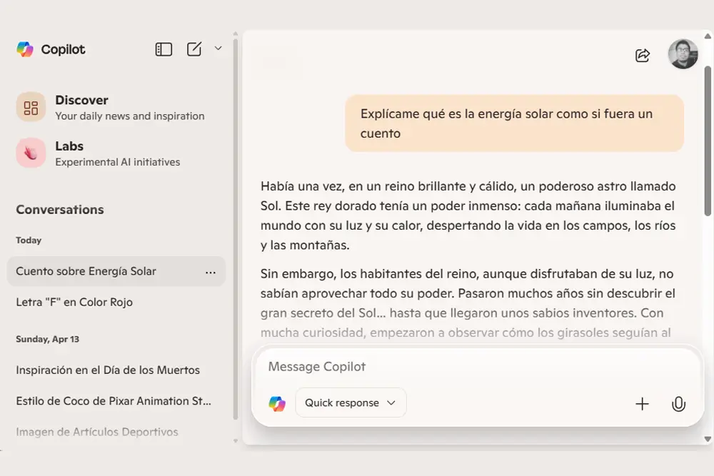 Te permite subir archivos Usando la Inteligencia Artificial Copilot
